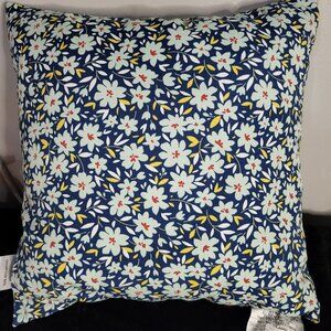 Hampton Bay Outdoor Throw Pillow Midnight Floral 18x18 Polyester Blue & White